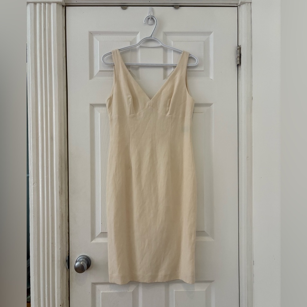 Elegant Cream Sleeveless Sandra Angelozzi silk and linen dress